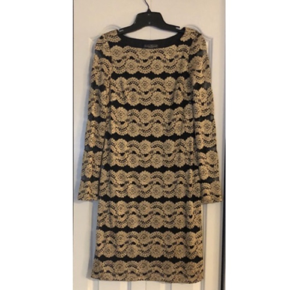 Black Dress with Gold Lace Stripes